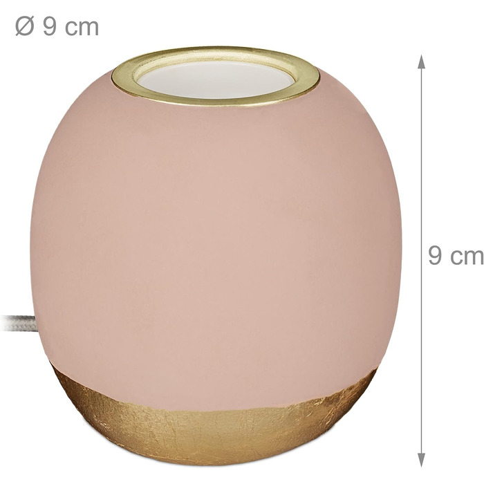 Relaxdays Dekoleuchte Beton, Tischlampe ohne Schirm, HxD 9 x 9 cm, E27 Fassung, langes Kabel, runde Betonlampe, (Rosa)