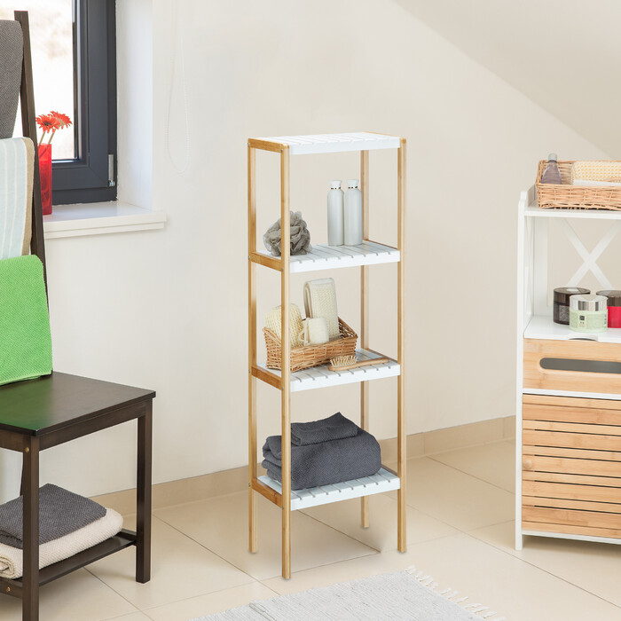 Relaxdays Regal Bambus mit 4 Ablagen