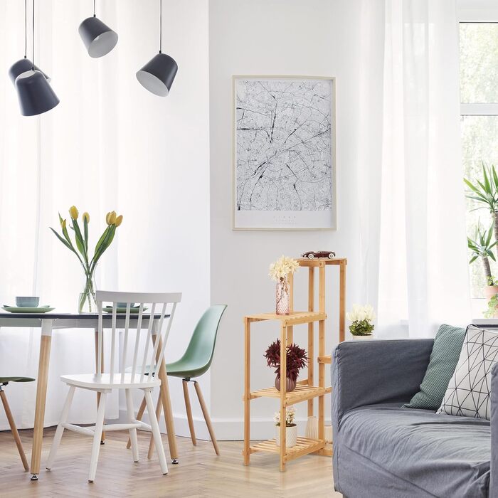 Relaxdays Pflanzenregal Bambus, 6 Ablagen, Eckregal, HBT: 101x62x62 cm, Blumenregal Wohnzimmer