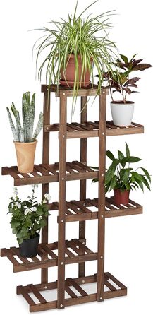 Relaxdays Blumenregal aus Holz, 5 Ebenen, ca. 125 x 81 x 25 cm, Dunkelbraun