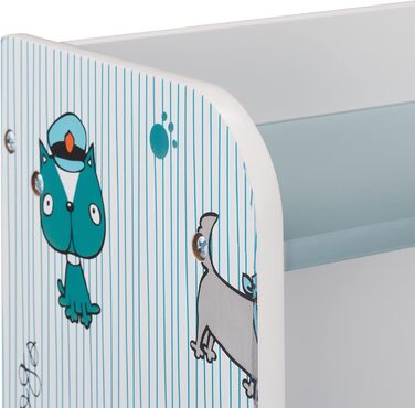 Relaxdays Kinderregal, HxBxT: 90 x 59 x 30 cm, Kinderzimmerregal mit Hundemotiv, 8 Fächer, MDF, Bücherregal Kinder, bunt