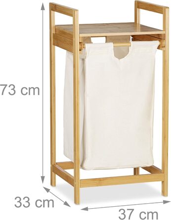 Relaxdays Wäschekorb Bambus, ausziehbar, eckig, 30L Innensack, 73x37x33 cm