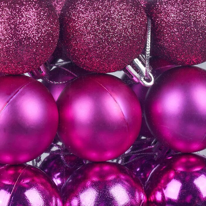 Relaxdays Weihnachtskugeln, 100er Set, Weihnachtsdeko, matt, glänzend, glitzernd, Christbaumkugel ∅ 3, 4 & 6 cm, (Rosa)