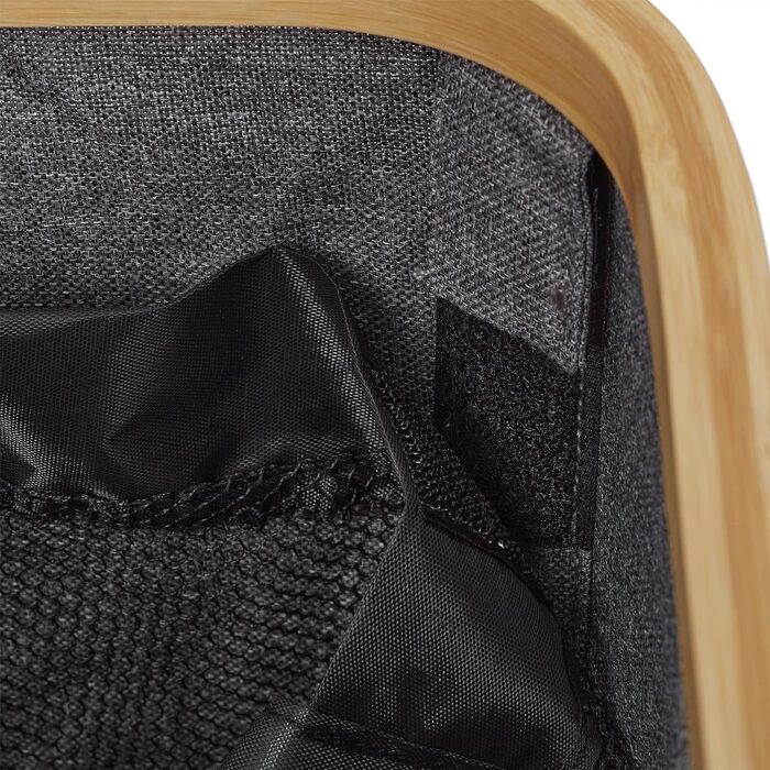 Relaxdays Wäschekorb mit Deckel, 130 l, Wäschesammler Bambus & Polyester, tragbar, atmungsaktiver Wäschesack,  90 10, (50.5 x 45 x 35.5 cm, Grau/Natur)