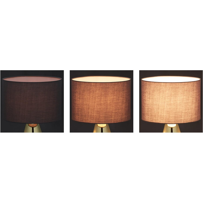 Relaxdays Nachttischlampe Touch dimmbar, 3 Stufen, E14, HxD: 48,5 x 28 cm, modern, Touch Lampe mit Schirm, (Grau/Gold)