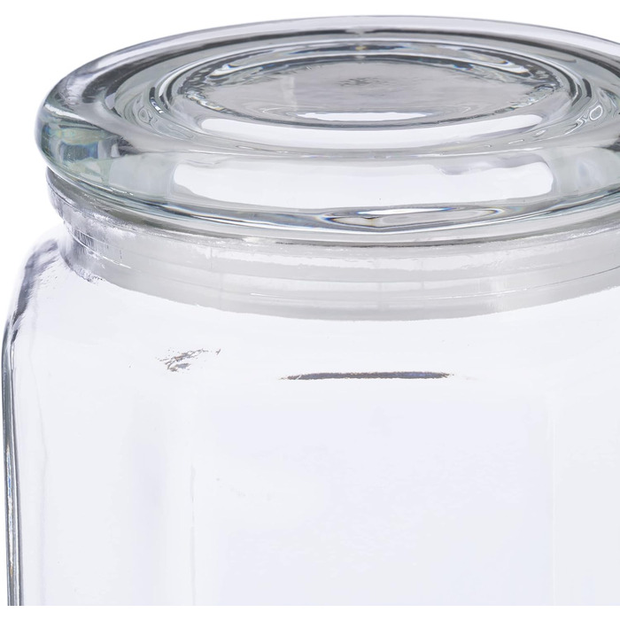 Relaxdays Vorratsgläser, 6er Set, 2,4 l, achteckige Dosen, luftdicht, transparent