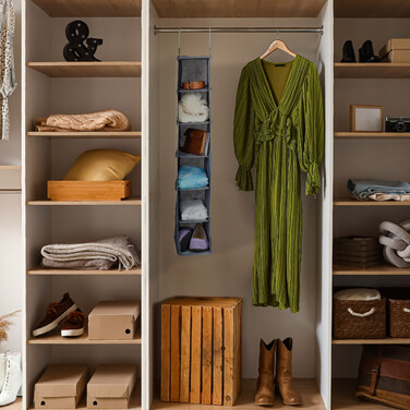 Relaxdays Kleiderschrank Hängeregal mit 6 Fächern