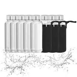 Relaxdays Trinkflasche Glas mit Hülle