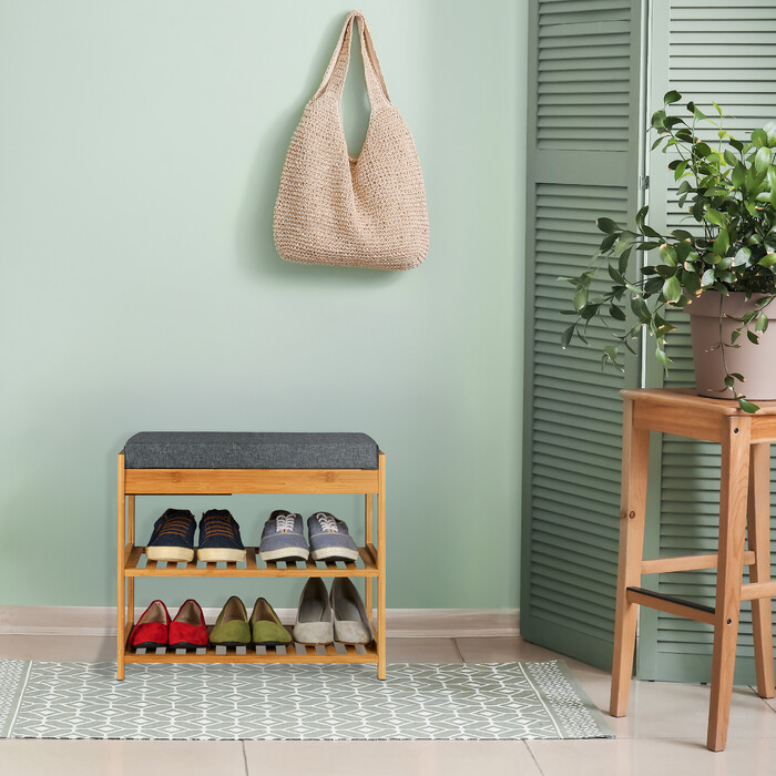 Relaxdays Schuhbank mit Polster und Schublade
