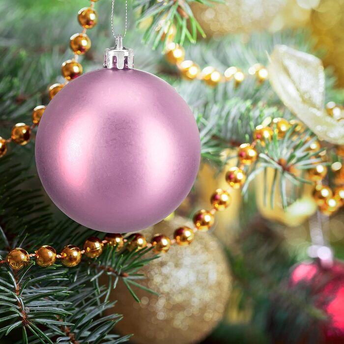 Relaxdays Weihnachtskugeln 100er Set, Deko matt/glänzend/glitzernd, ∅ 3/4/6 cm, rosa