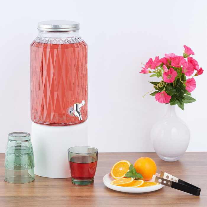 Relaxdays Getränkespender 5 Liter Rauten-Design