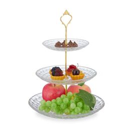Relaxdays 3-stöckige Etagere aus Glas